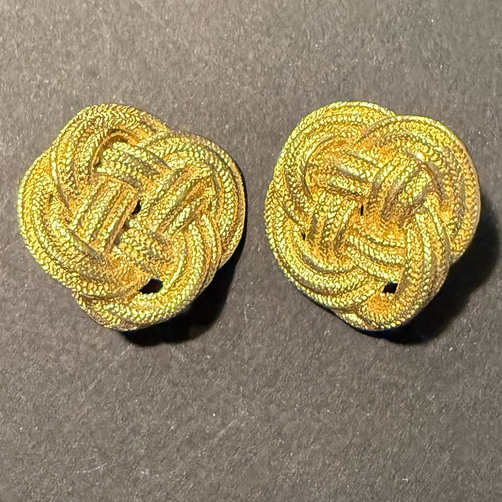 Vintage Givenchy 1980s Gold Tone Knot Clip On Earrings